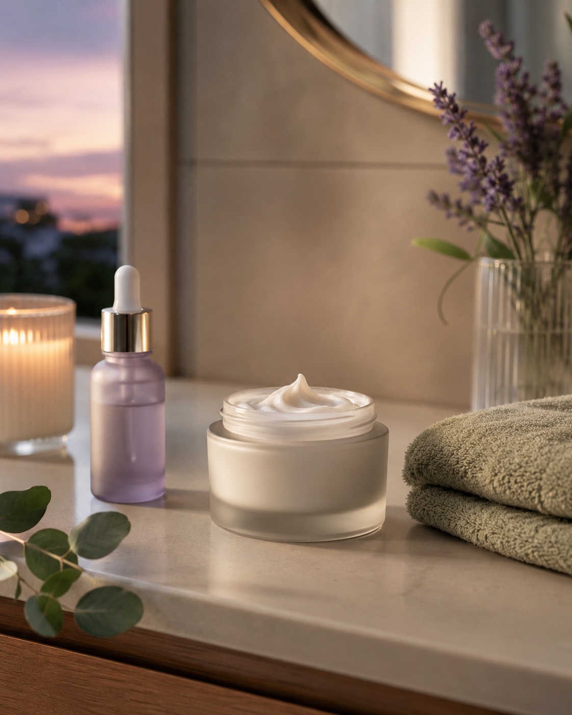 Barrier repair cream and simple night routine products