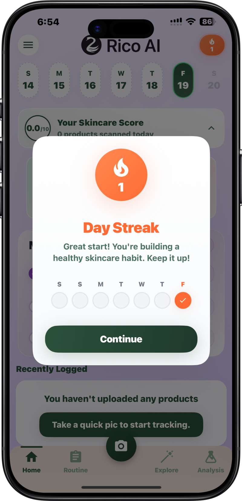 Rico AI app showing product comparison and better-fit skincare options